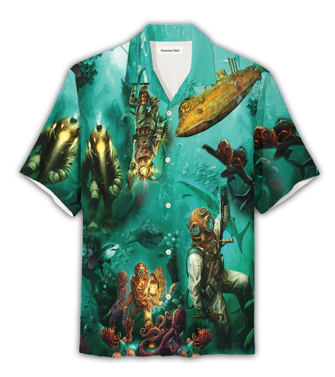 Felacia [Hawaii Shirt] Amazing Deep Sea Driver Scuba Diving Don't Fear Death Fear The Un-lived Life Unisex Hawaiian Aloha Shirts-ZX3322